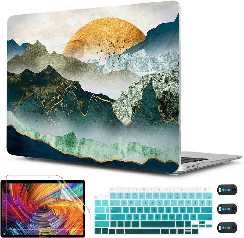 CISSOOK Mountain Case for MacBook Air 13 inch 2020 2021 2019 2018 Release Model A2337 M1 A2179 A1932 with Touch ID, Plastic Sunshine and Mountain Scenery Cover for MacBook Air 13" with Keyboard Cover - Image 1